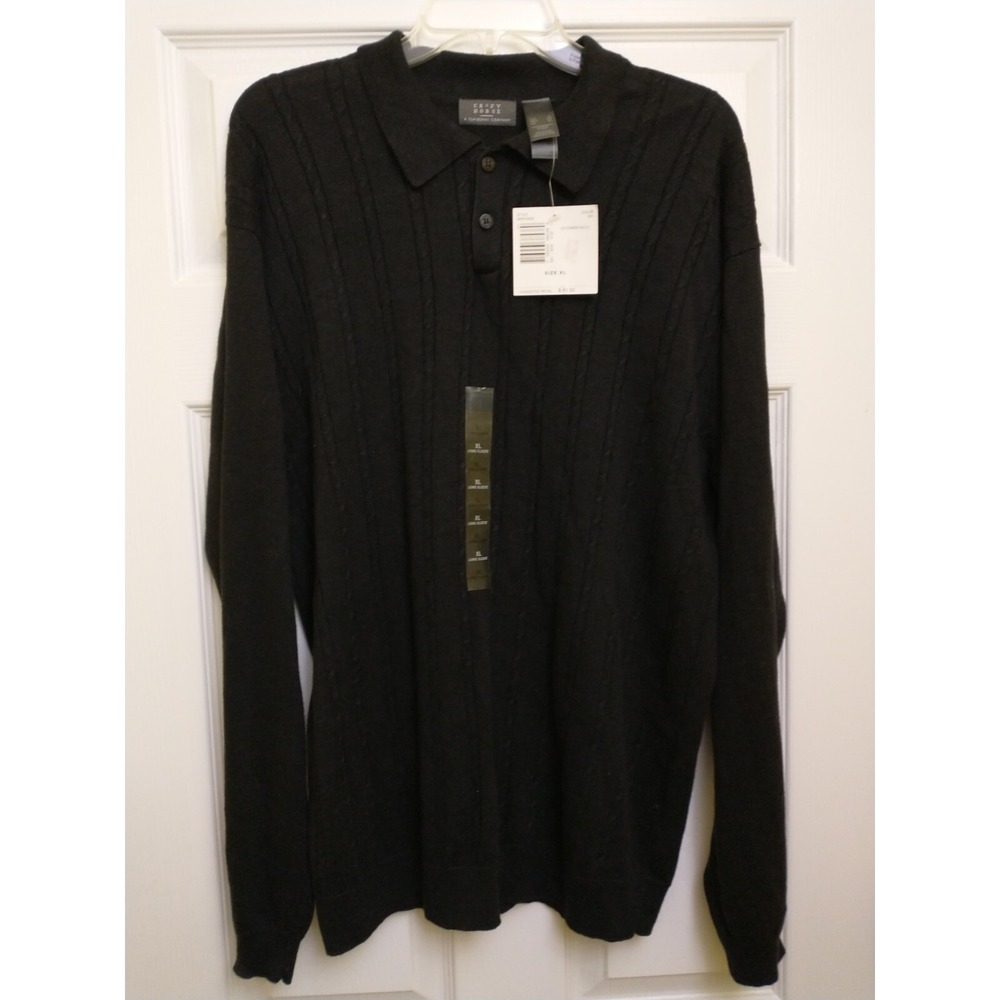 Crazy Horse by Liz Claiborne Co. Men's XL Pullover Collared Sweater Black Knit